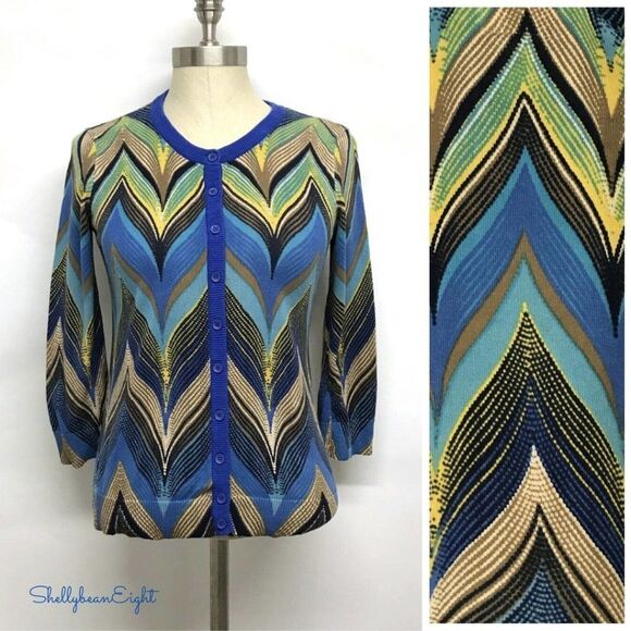 ANTHROPOLOGIE Seared Chevrons SWEATER Cardigan S - Picture 3 of 8